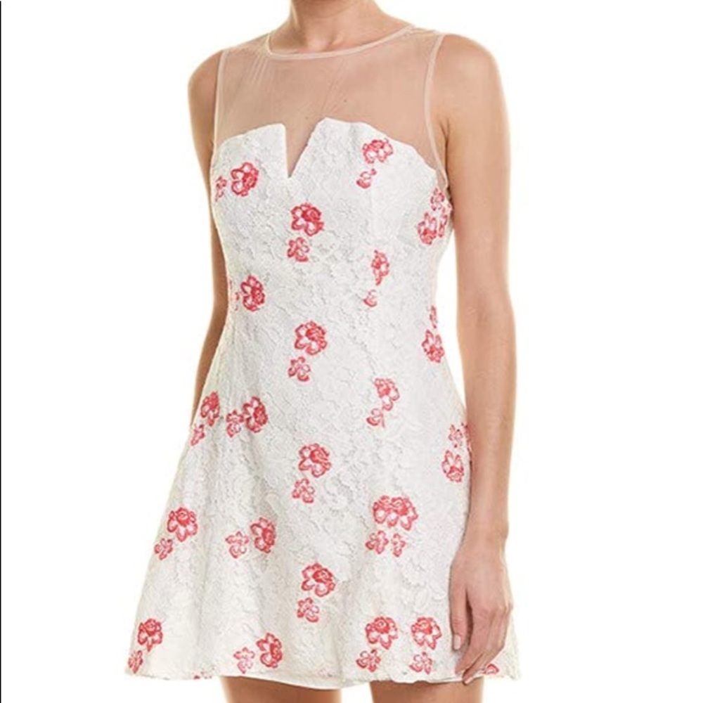 BB DAKOTA NWT Flavia Floral Embroidered Lace Dress Size 2 in Pink and White